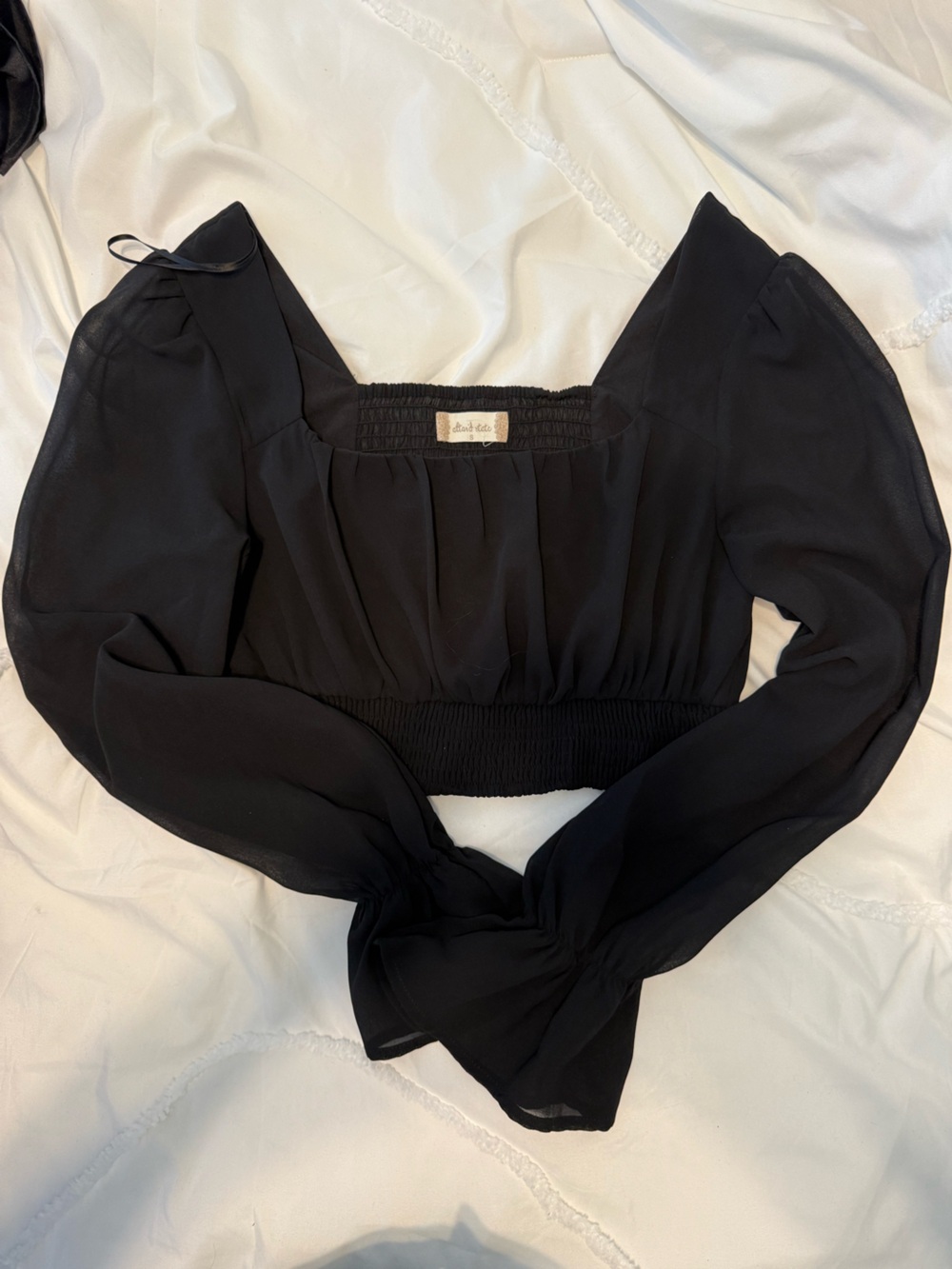 Black Cropped Sheer Sleeves